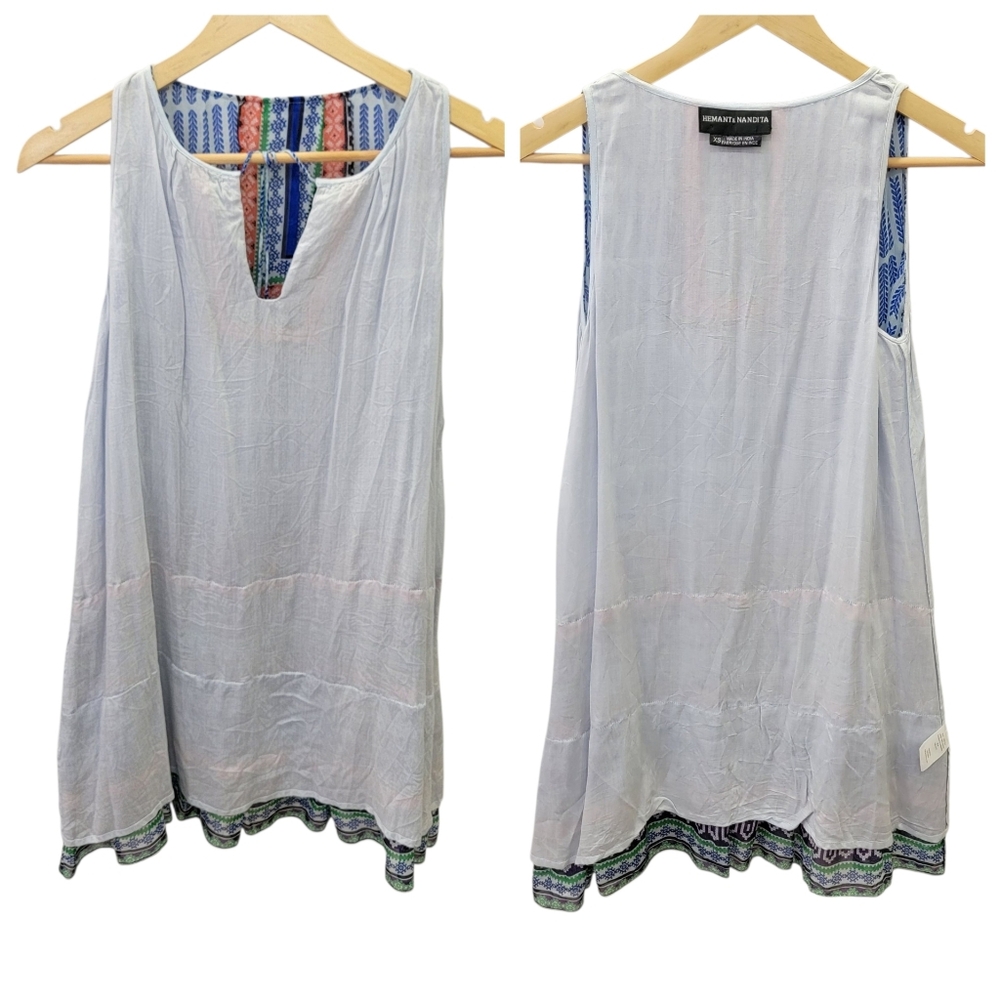 Hemant & Nandita Silk Tiered Mini Dress Bohemian Beaded Embellished Women’s XS - Picture 14 of 17